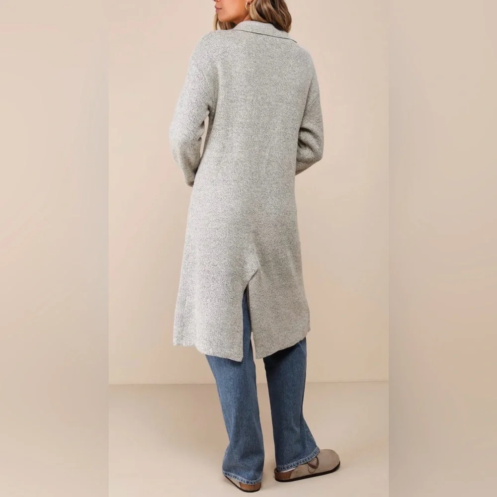 Lulus Cuddle Club Beige Marled Long Sleeve Coatigan - Picture 12 of 14